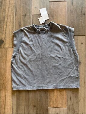 NWT Zara Washed Gray Sleeveless Crewneck Top